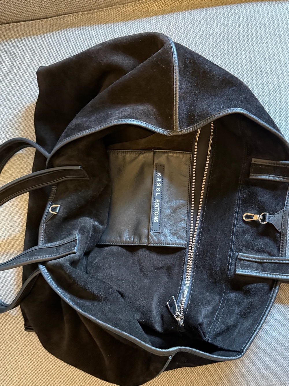 Everyday Black Suede Tote with Dual Handles
